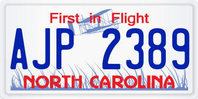 NC license plate AJP2389
