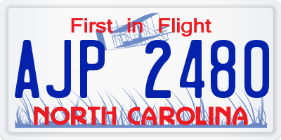 NC license plate AJP2480