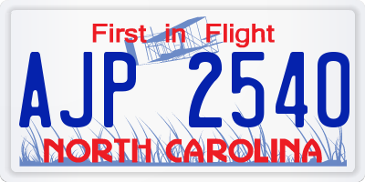 NC license plate AJP2540
