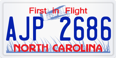 NC license plate AJP2686