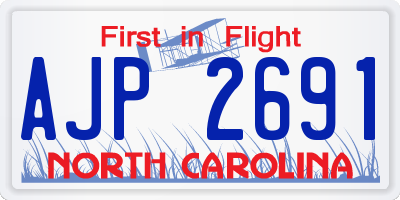 NC license plate AJP2691