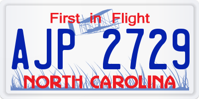 NC license plate AJP2729