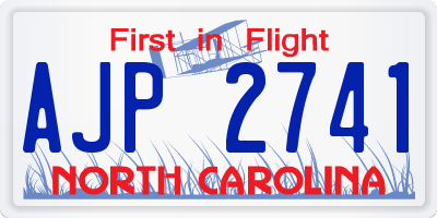 NC license plate AJP2741