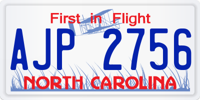 NC license plate AJP2756