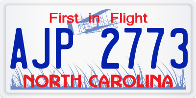 NC license plate AJP2773