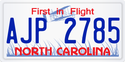 NC license plate AJP2785
