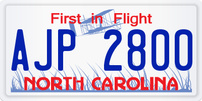 NC license plate AJP2800