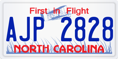 NC license plate AJP2828