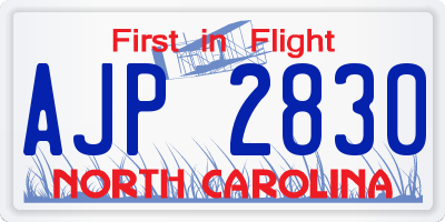 NC license plate AJP2830