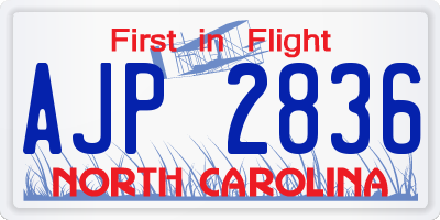 NC license plate AJP2836