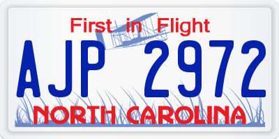 NC license plate AJP2972