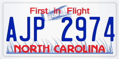 NC license plate AJP2974