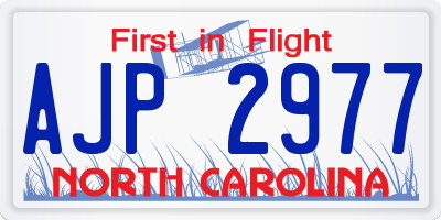 NC license plate AJP2977