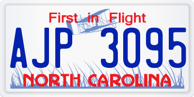 NC license plate AJP3095