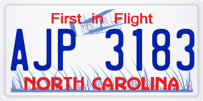 NC license plate AJP3183