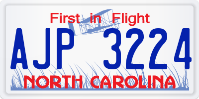 NC license plate AJP3224