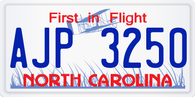 NC license plate AJP3250