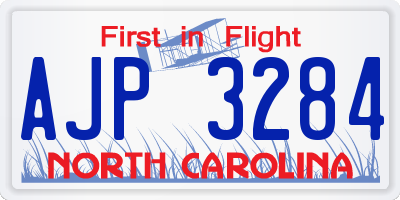 NC license plate AJP3284