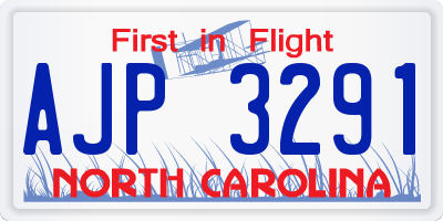 NC license plate AJP3291