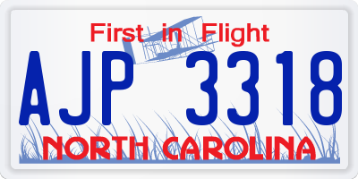 NC license plate AJP3318
