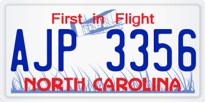 NC license plate AJP3356