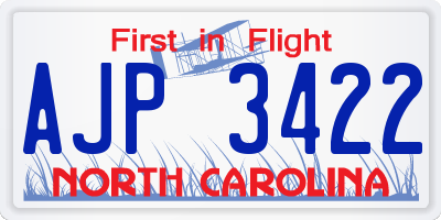 NC license plate AJP3422