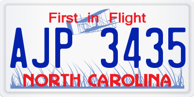 NC license plate AJP3435