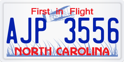NC license plate AJP3556