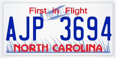 NC license plate AJP3694