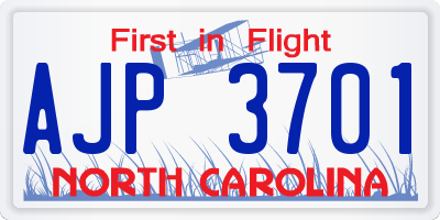NC license plate AJP3701