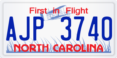 NC license plate AJP3740