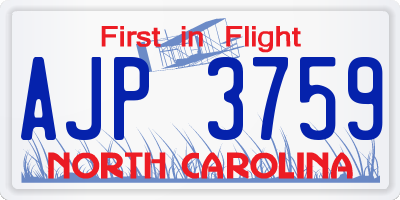 NC license plate AJP3759