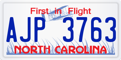 NC license plate AJP3763