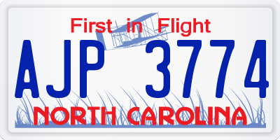 NC license plate AJP3774
