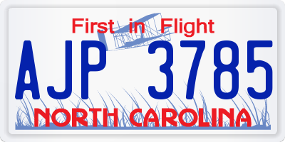 NC license plate AJP3785