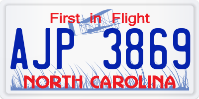 NC license plate AJP3869