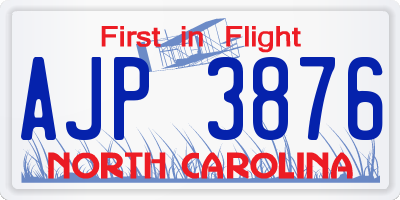 NC license plate AJP3876