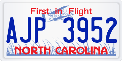 NC license plate AJP3952