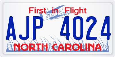 NC license plate AJP4024