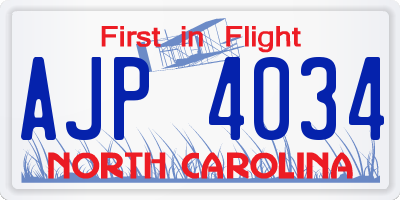 NC license plate AJP4034