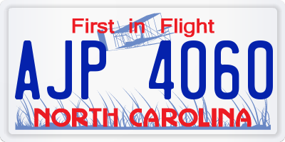 NC license plate AJP4060