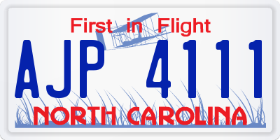 NC license plate AJP4111