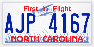 NC license plate AJP4167