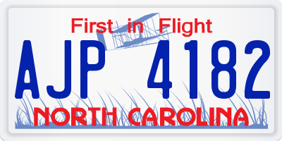 NC license plate AJP4182