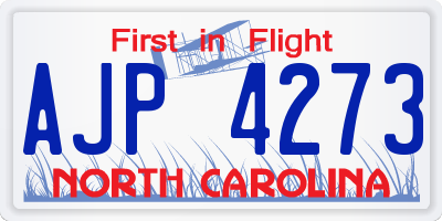 NC license plate AJP4273