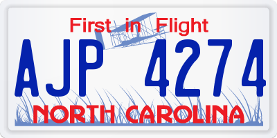 NC license plate AJP4274
