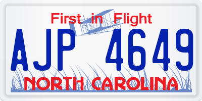 NC license plate AJP4649