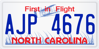 NC license plate AJP4676