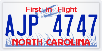 NC license plate AJP4747