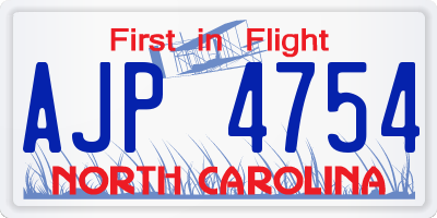 NC license plate AJP4754